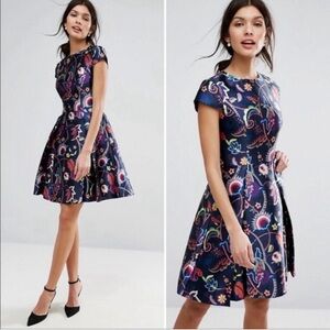 Ted Baker Floral Mini Dress - Navy and Multicolor